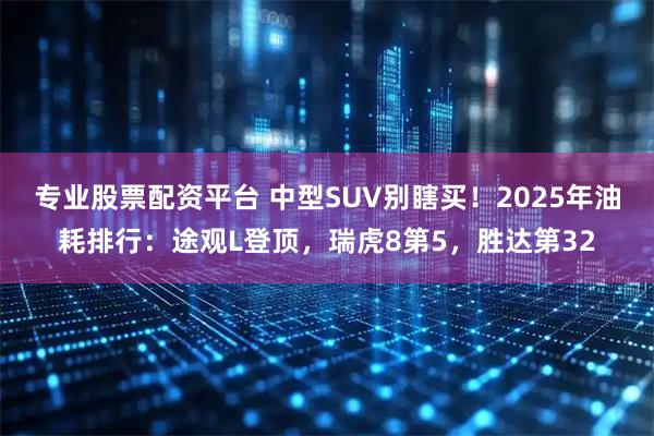 专业股票配资平台 中型SUV别瞎买！2025年油耗排行：途观L登顶，瑞虎8第5，胜达第32